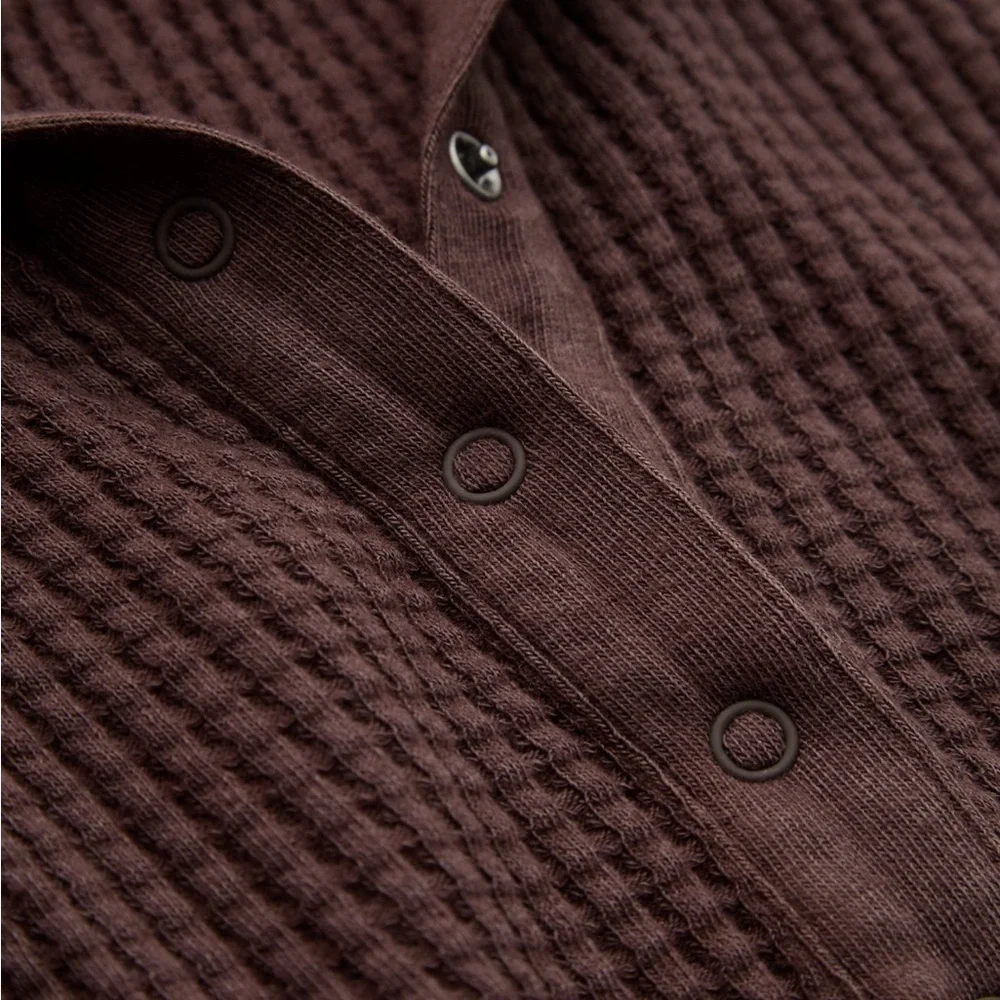 NWT Aerie Wow! Waffle Mockneck Henley Long Sleeve T-Shirt - Picture 5 of 9